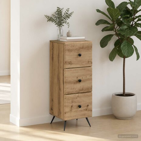 ladekast 33 x 34,5 x 90 cm Bewerkt hout Artisanaal eiken 1