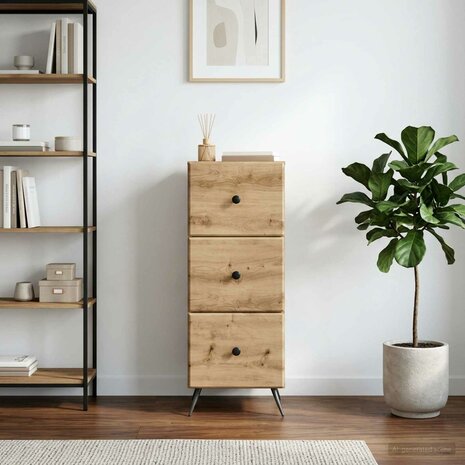 ladekast 33 x 34,5 x 90 cm Bewerkt hout Artisanaal eiken 4