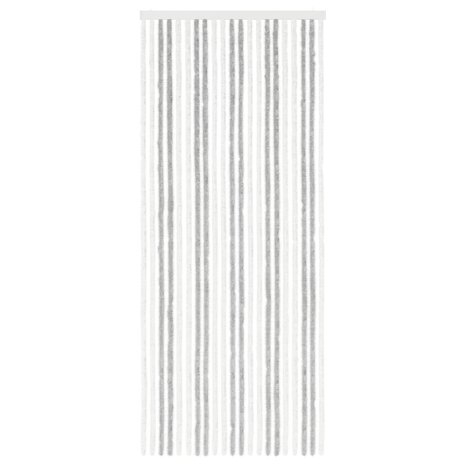 Insectengordijn Chenille Lichtgrijs en wit. 90 x 220 cm 3