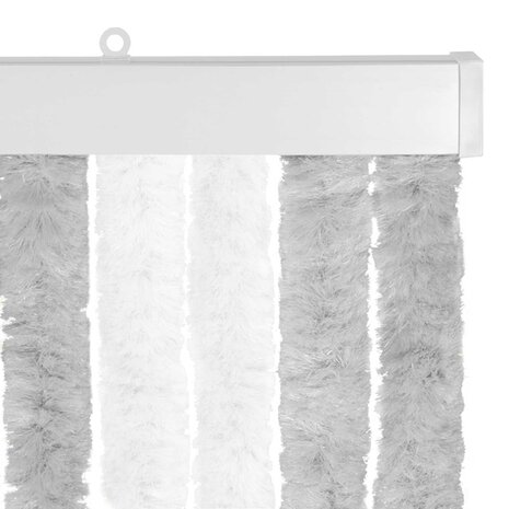 Insectengordijn Chenille Lichtgrijs en wit. 100 x 200 cm 4