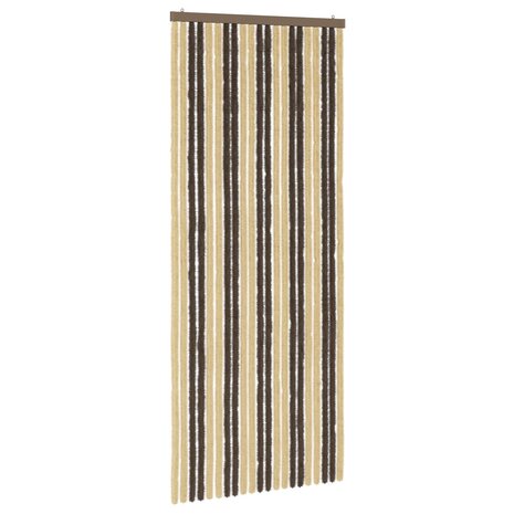 Insectengordijn Chenille Donkerbruin, Beige 90 x 220 cm 2