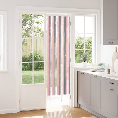 Insectengordijn Chenille Zilvergrijs en Roze 56 x 185 cm 1