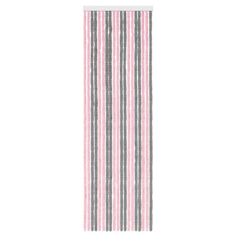 Insectengordijn Chenille Zilvergrijs en Roze 56 x 185 cm 3