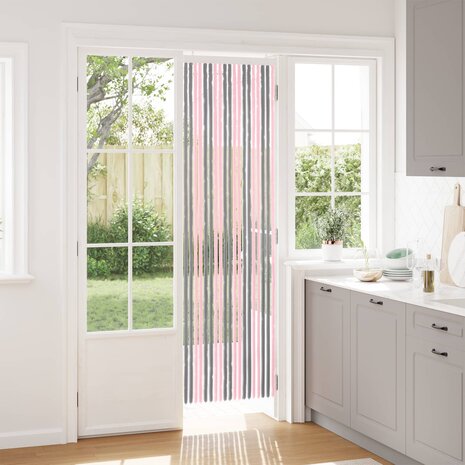 Insectengordijn Chenille Zilvergrijs en Roze 56 x 200 cm 1