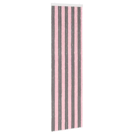 Insectengordijn Chenille Zilvergrijs en Roze 56 x 200 cm 2