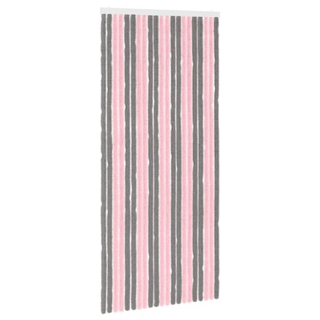 Insectengordijn Chenille Zilvergrijs en Roze 90 x 200 cm 2