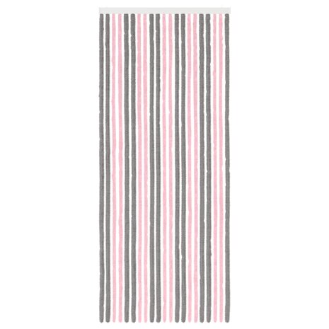 Insectengordijn Chenille Zilvergrijs en Roze 90 x 220 cm 3