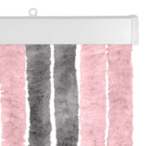 Insectengordijn Chenille Zilvergrijs en Roze 90 x 220 cm 4
