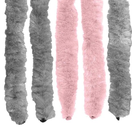 Insectengordijn Chenille Zilvergrijs en Roze 90 x 220 cm 5