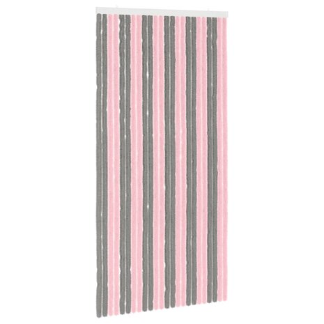 Insectengordijn Chenille Zilvergrijs en Roze 100 x 200 cm 2
