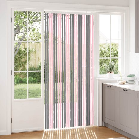 Insectengordijn Chenille Zilvergrijs en Roze 100 x 220 cm 1