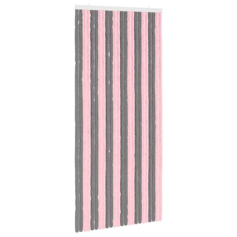 Insectengordijn Chenille Zilvergrijs en Roze 100 x 220 cm 2