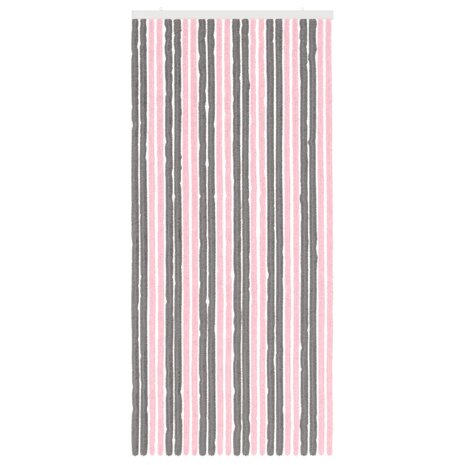 Insectengordijn Chenille Zilvergrijs en Roze 100 x 220 cm 3