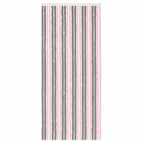 Insectengordijn Chenille Zilvergrijs en Roze 100 x 230 cm 3