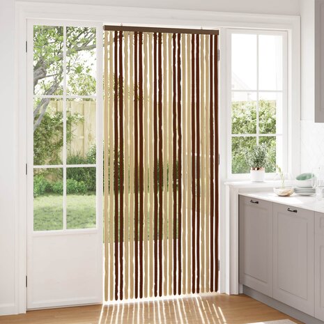 Insectengordijn Chenille Bruin en beige 100 x 220 cm 100% PP 1