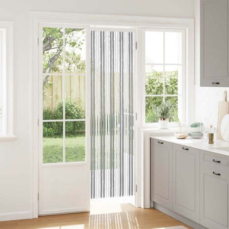 Insectengordijn Chenille Grijs en Wit 56 x 200 cm 100% PP 1