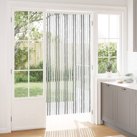 Insectengordijn Chenille Grijs en Wit 90 x 200 cm 100% PP 1