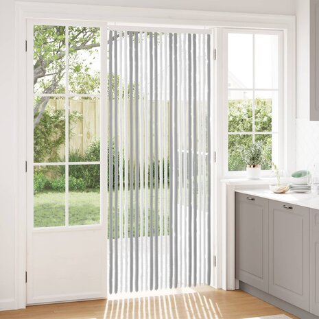 Insectengordijn Chenille Grijs en Wit 90 x 220 cm 100% PP 1