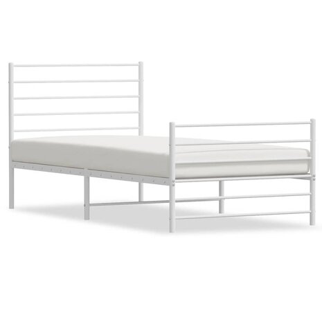 Bedframe met hoofd- en voeteneinde metaal wit 90x190 cm 2