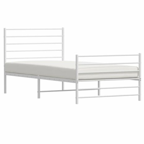 Bedframe met hoofd- en voeteneinde metaal wit 90x190 cm 5