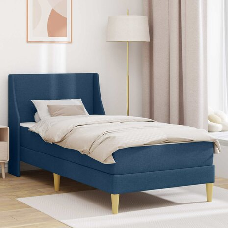 Bedframe met matras met hoofdeinde Blauw 80x 200 cm Polyester 1