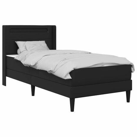 Bedframe met matras Zwart 80 x 200 cm Kunstleer 3