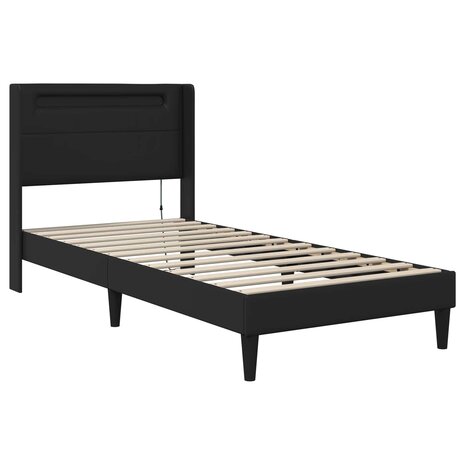 Bedframe met matras Zwart 80 x 200 cm Kunstleer 7
