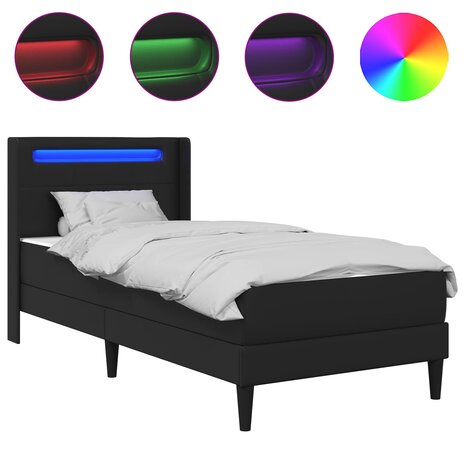 Bedframe met matras Zwart 90 x 200 cm Kunstleer 2