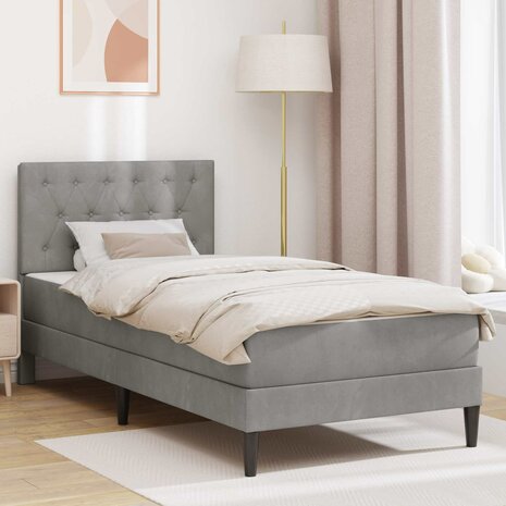 Bedframe met matras Lichtgrijs 80 x 200 cm Fluweel 1