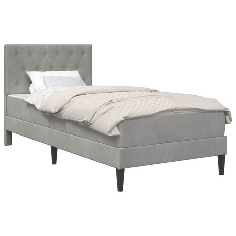 Bedframe met matras Lichtgrijs 80 x 200 cm Fluweel 2