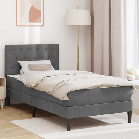 Bedframe met matras Donkergrijs 80 x 200 cm Fluweel 1