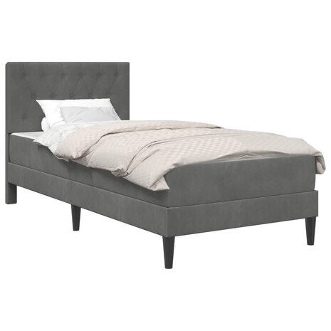 Bedframe met matras Donkergrijs 80 x 200 cm Fluweel 2