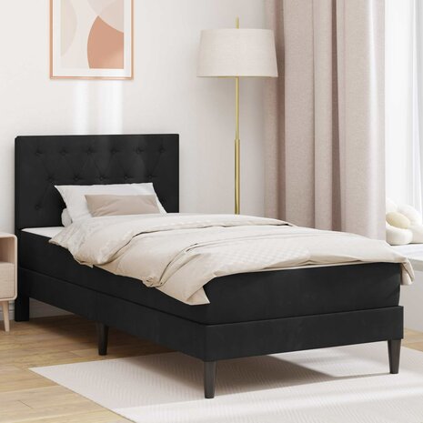 Bedframe met matras met hoofdeinde Zwart 80 x 200 cm Fluweel 1