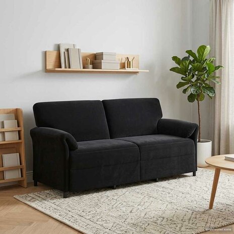 3-Zitsbank Zwart 198 x 83 x 95 cm Fluweel 1