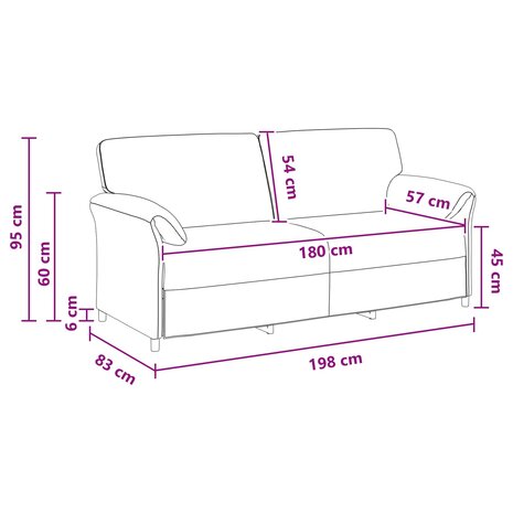 3-Zitsbank Blauw 198 x 83 x 95 cm Fluweel 8