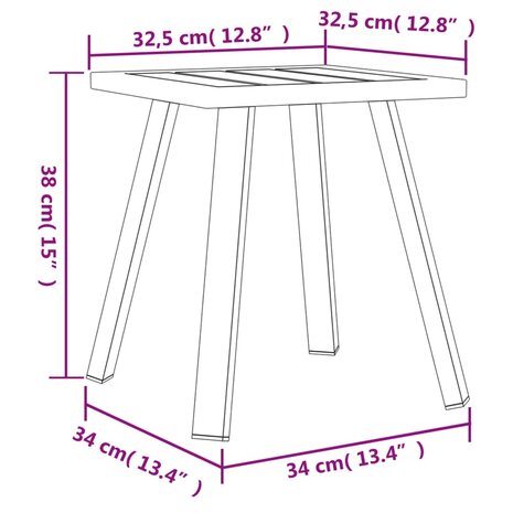 Tuintafel 34x34x38 cm staal antracietkleurig 7