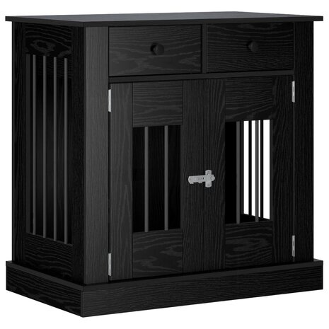 Hondenbench Meubel Zwart eiken 80 x 47,5 x 80 cm Bewerkt hout 2