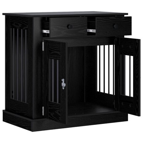 Hondenbench Meubel Zwart eiken 80 x 47,5 x 80 cm Bewerkt hout 3
