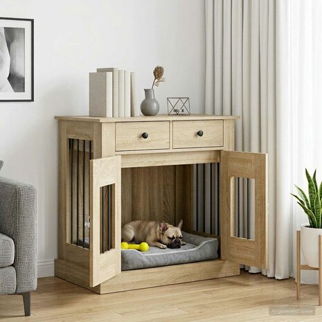 Hondenbench Meubel Sonoma Eiken 80 x 47,5 x 80 cm Bewerkt hout 1