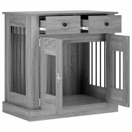 Hondenbench Meubel Grijs Sonoma 80 x 47,5 x 80 cm Bewerkt hout 3