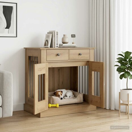 Hondenbench Meubel Artisanaal eiken 80 x 47,5 x 80 cm 1