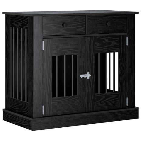 Hondenbench Meubel Zwart eiken 90 x 47,5 x 80 cm Bewerkt hout 2