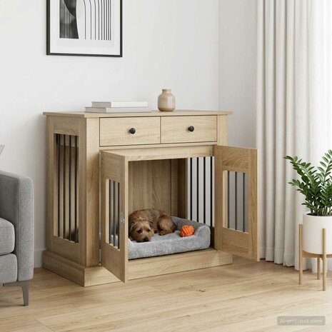 Hondenbench Meubel Sonoma Eiken 90 x 47,5 x 80 cm Bewerkt hout 1