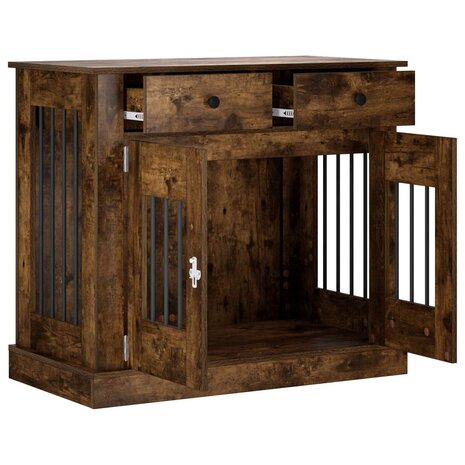 Hondenbench Meubel Gerookt eiken 90 x 47,5 x 80 cm Bewerkt hout 3