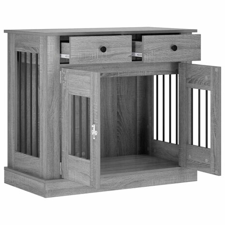 Hondenbench Meubel Grijs Sonoma 90 x 47,5 x 80 cm Bewerkt hout 3