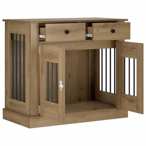 Hondenbench Meubel Artisanaal eiken 90 x 47,5 x 80 cm 3