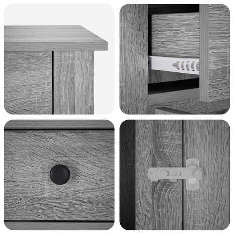 Hondenbench Meubel Grijs Sonoma 50 x 47,5 x 80 cm Bewerkt hout 7