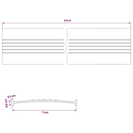 Garage Deurafsluiting Zwart 70 x 6 mm 3,5 m PVC 8