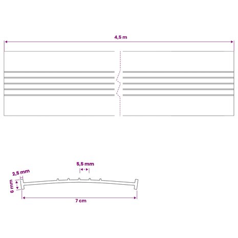 Garage Deurafsluiting Zwart 70 x 6 mm 4,5 m PVC 8