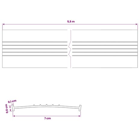 Garage Deurafsluiting Zwart 70 x 6 mm 5,5 m PVC 8